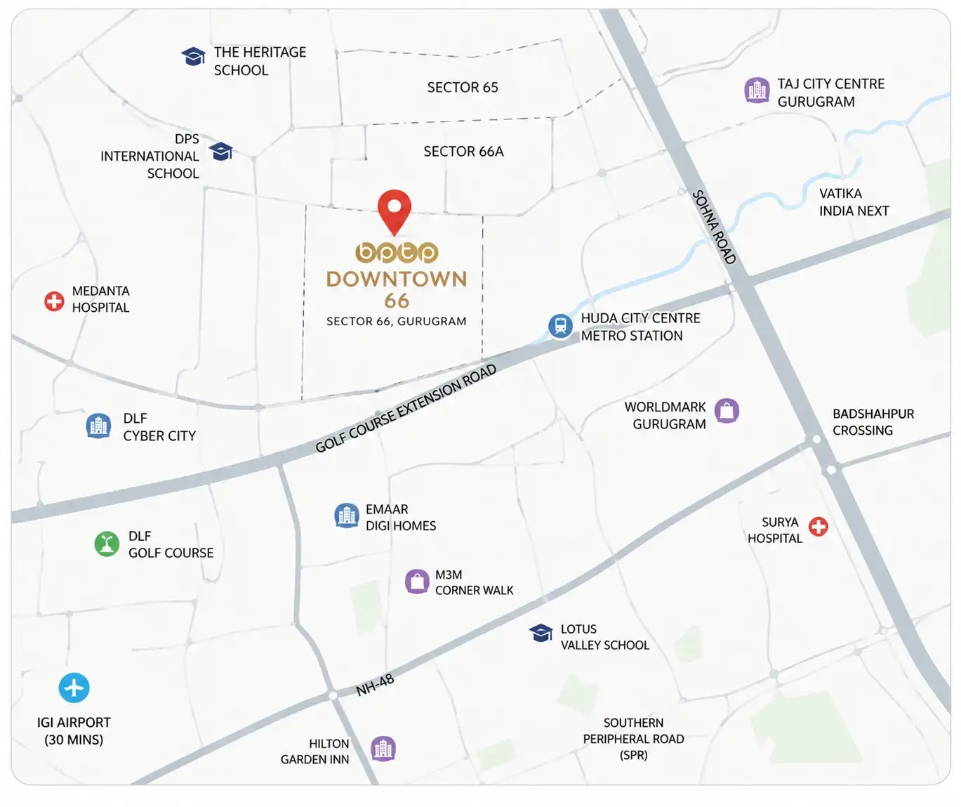 BPTP Downtown Location Advantages