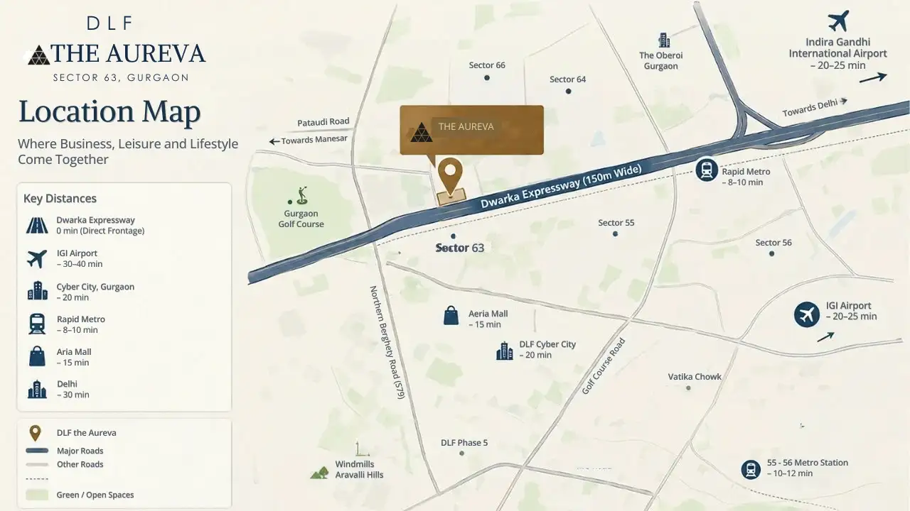 DLF Aureva Sector 63 Gurgaon Location Map