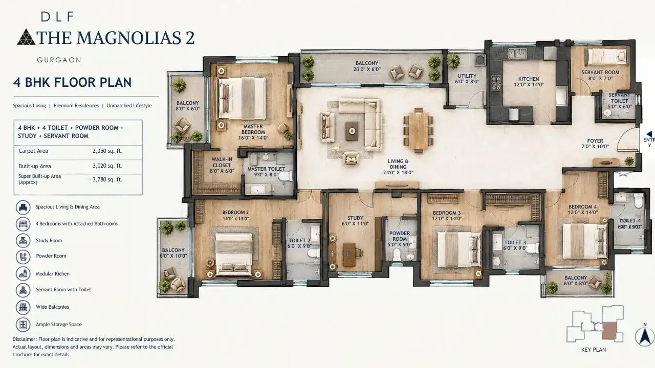 DLF The Magnolias 4 BHK Floor Plan