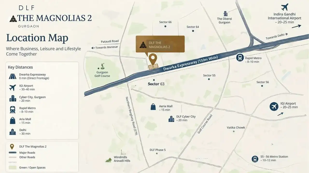 DLF The Magnolias Phase 2 location map