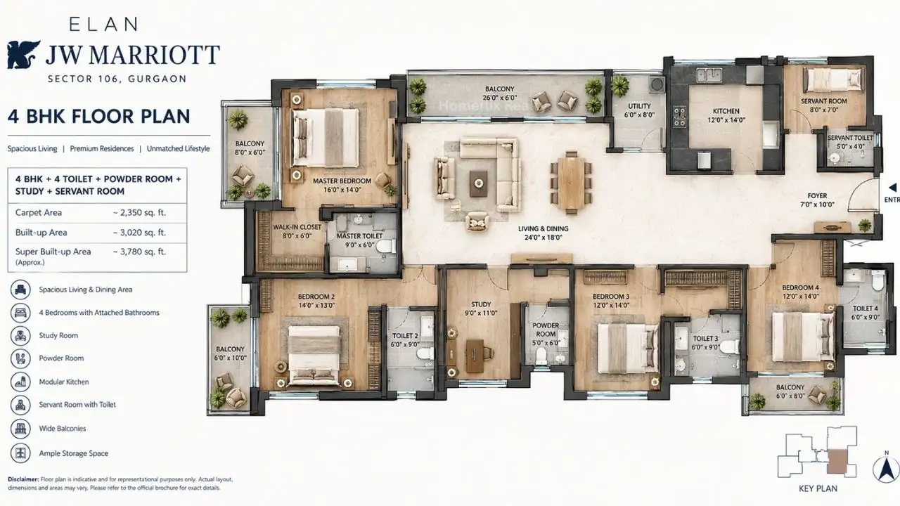 Elan JW Marriott 4 BHK Floor Plan