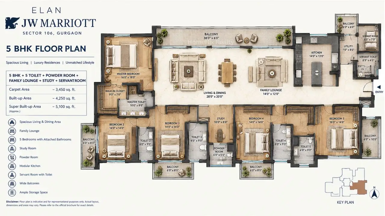 Elan JW Marriott Sector 106 Gurgaon 5 BHK Floor Plan