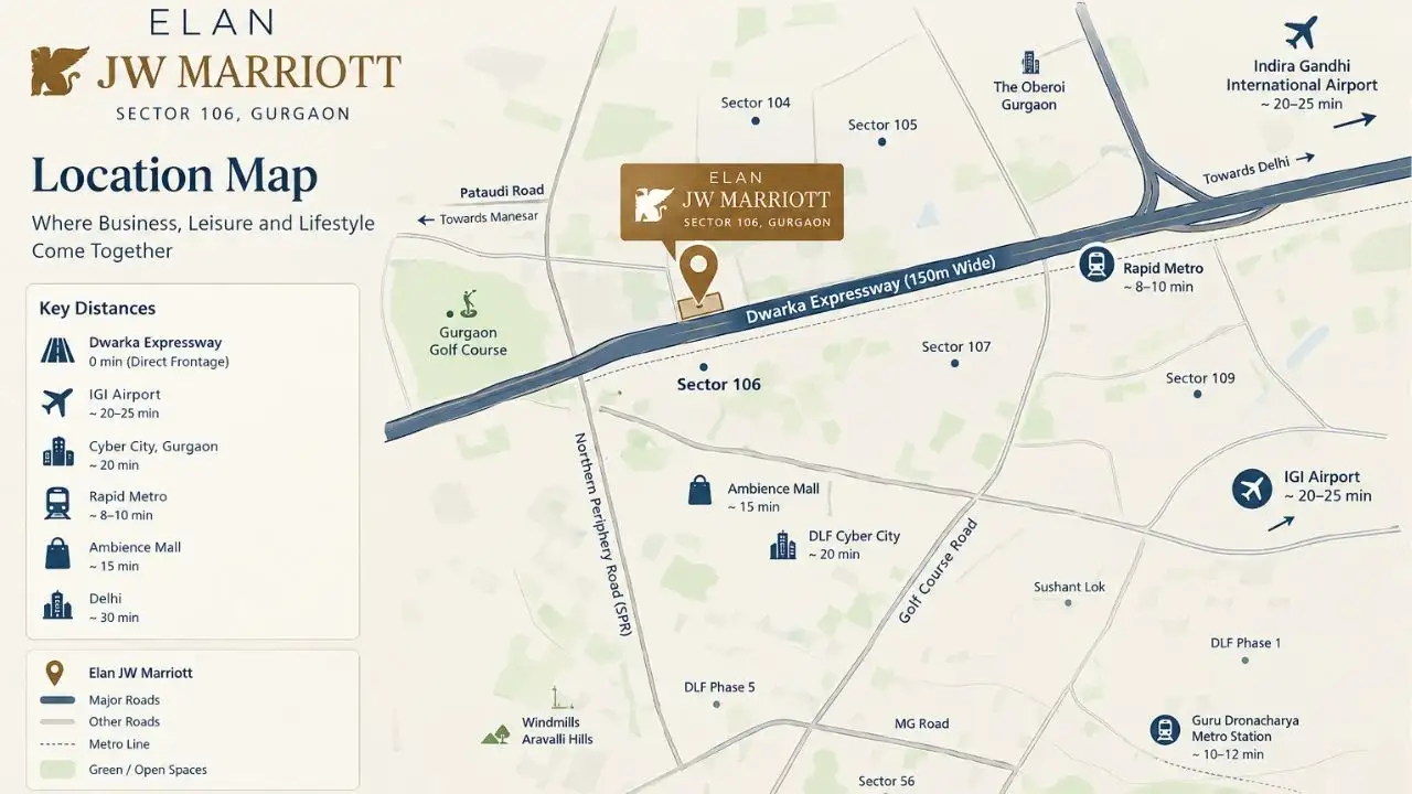 Elan JW Marriott Sector 106 Gurgaon location map