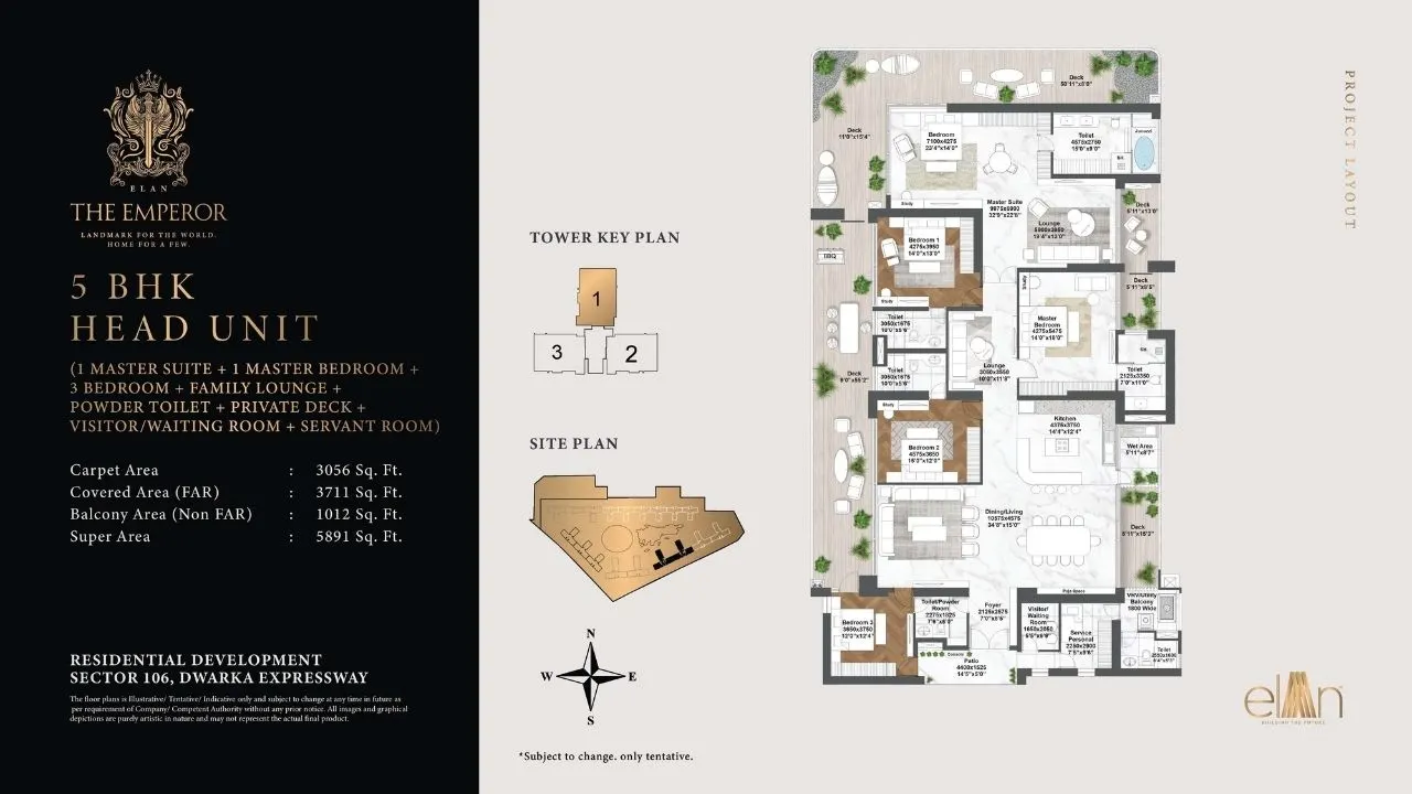 Elan Emperor 5 BHK Floor Plan