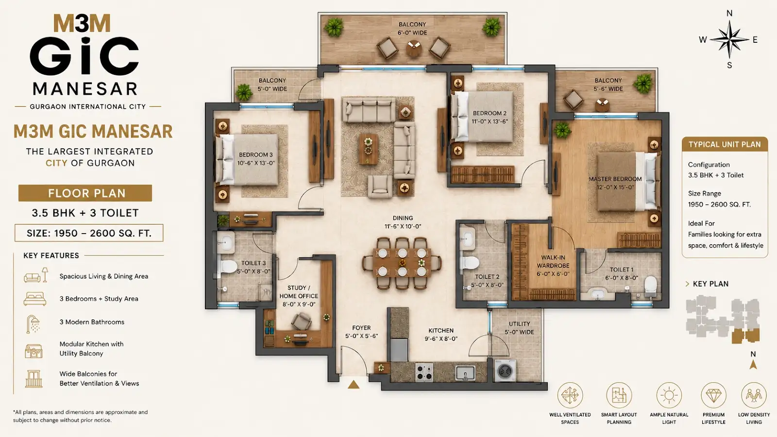 M3M Township Manesar 3.5 BHK Floor Plan