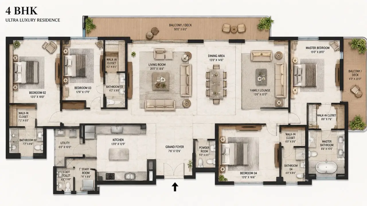 M3M Brabus Gurgaon 4 BHK Floor Plan