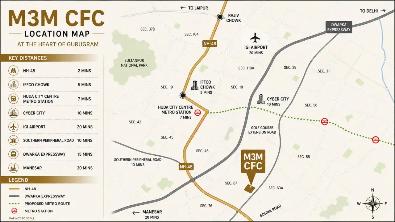 M3M CFC Gurgaon Location Map