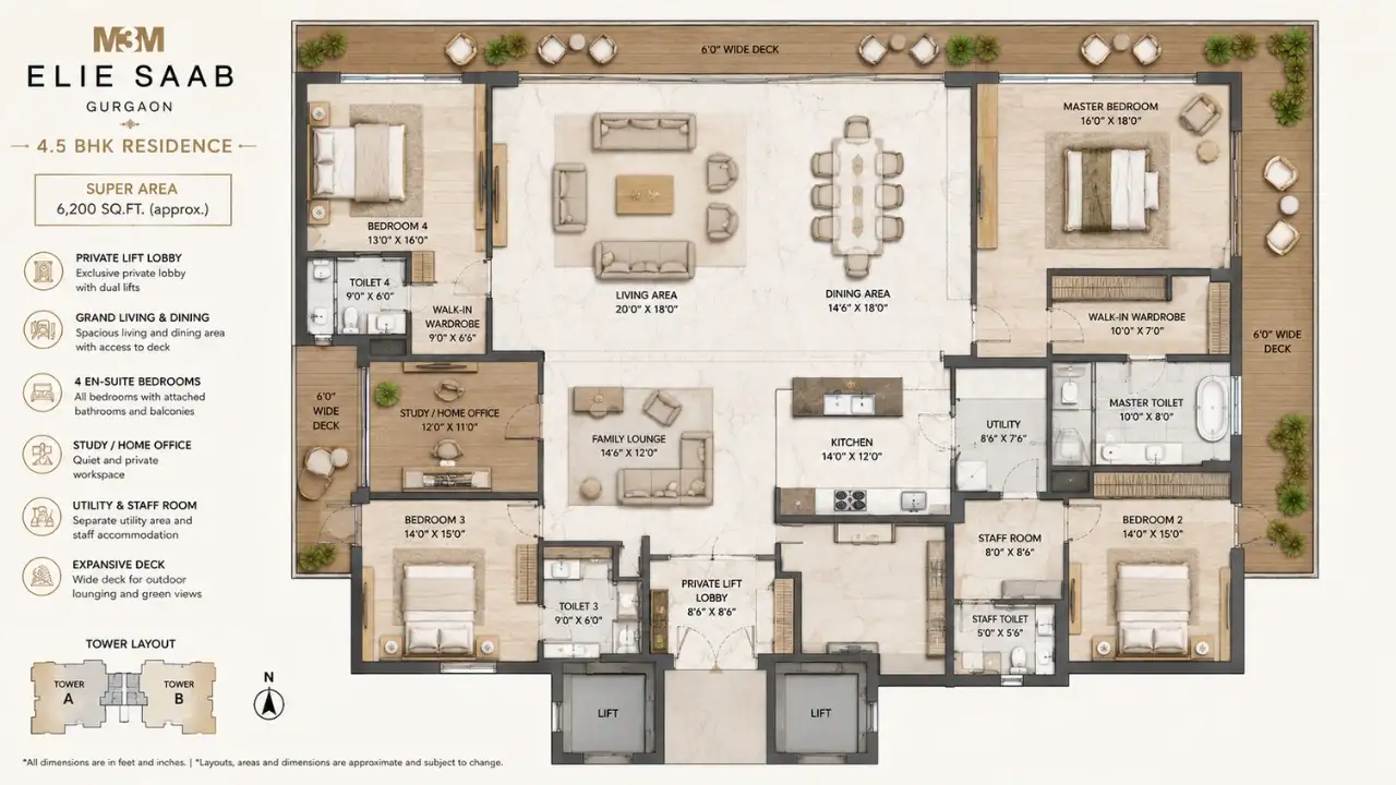 M3M Elie Saab Sector 111 Gurgaon 4.5 BHK Floor Plan