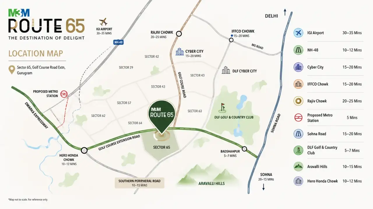 M3M Route 65 location map