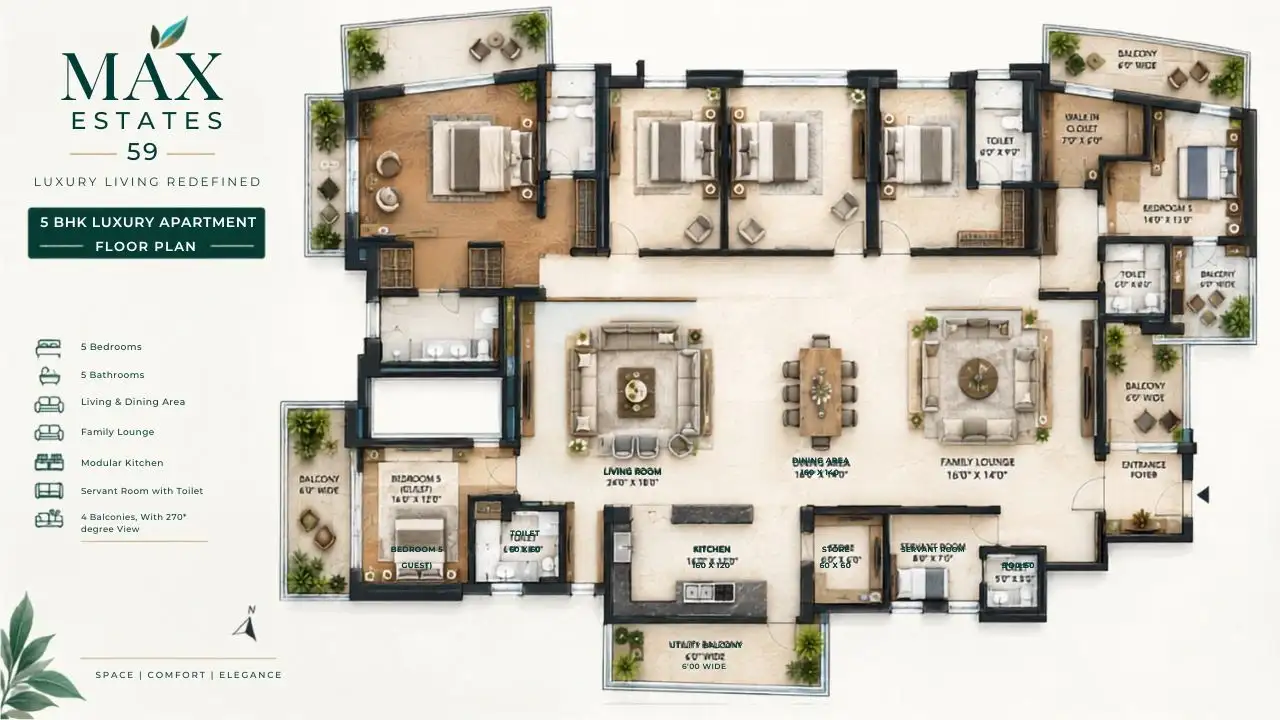 Max Estates 59 Gurgaon 5 BHK Apartment Floor Plan