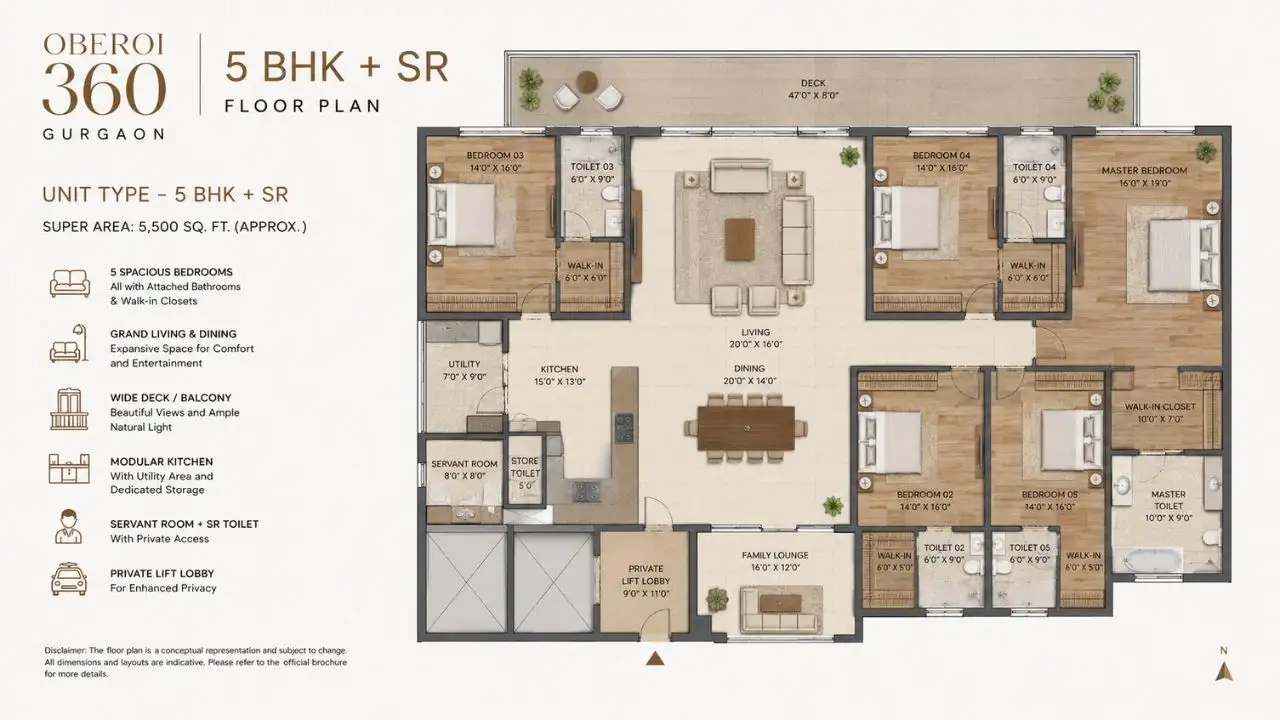 Oberoi 360 Gurgaon 5 BHK + SR Floor Plan