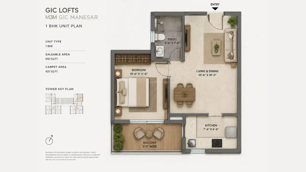 Smartworld GIC Loft Manesar 1 BHK Floor Plan