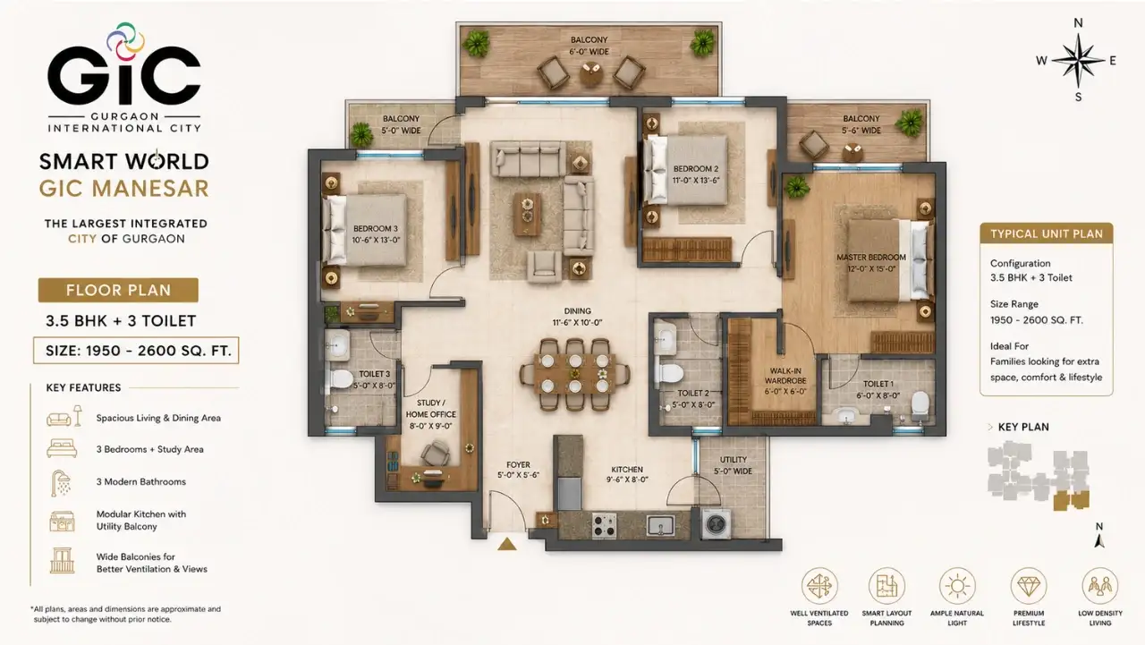 Smart World GIC Manesar 3.5 BHK Floor Plan