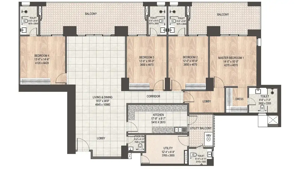 DLF Privana South 4 BHK Floor Plan