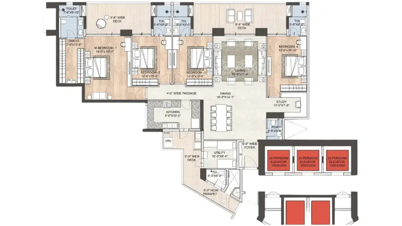 DLF The Arbour 4 BHK Floor Plan