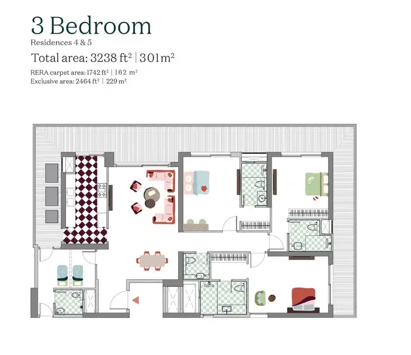 Max Estates 3 BHK Floor plan
