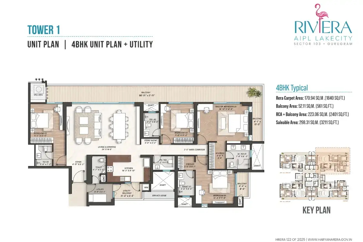 AIPL Riviera 3 BHK Floor Plan 2