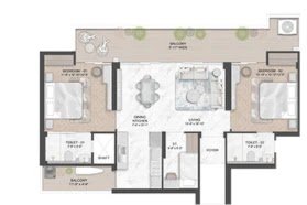 Smartworld Natures Court 2 BHK Floor Plan