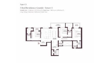 Sobha Crescent 3 BHK Floor Plan