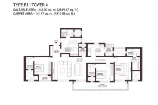 Sobha Crescent 63a 4 BHK Floor Plan